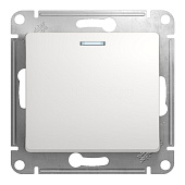 Выключатель встраиваемый 1 клавиша, цвет белый, с подсветкой, SE Glossa Выключатель встраиваемый 1 клавиша, цвет белый, с подсветкой, SE Glossa