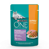  Влажный корм ONE для кошек с чувствительным пищеварением Курица Морковь 75г 