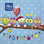 Салфетки бумажные Pero Prestige 3-х сл 33х33 НГ Совята 20шт Арт.1176 Салфетки бумажные Pero Prestige 3-х сл 33х33 НГ Совята 20шт Арт.1176