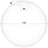 Зеркало с LED подсветкой Moon 72 white с теплой подсветкой без кнопки Sansa SMo1047Z Домино