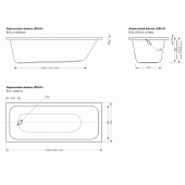  Ванна акриловая Strict 150х70х57см глубина 44см без экрана и ножек МетаКам 