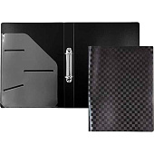 Папка пластиковая на 2-х кольцах А4 30 мм, 650 мкм deVENTE Total Black, черная, фактура "шахматная доска", 3081308 Папка пластиковая на 2-х кольцах А4 30 мм, 650 мкм deVENTE Total Black, черная, фактура "шахматная доска", 3081308