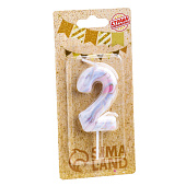 Свеча в торт "Белый мрамор", цифра "2", 8 см 6990831 Свеча в торт "Белый мрамор", цифра "2", 8 см 6990831