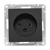  Розетка встраиваемая без заземления, цвет черный,  EKF Эпика 