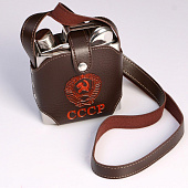  Фляжка для алкоголя СССР, нержавеющая сталь, чехол, подарочная, 540 мл 2390581 