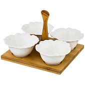 Менажница lefard на деревянной подставке с ручкой 21х21х5 см 474-040 Менажница lefard на деревянной подставке с ручкой 21х21х5 см 474-040