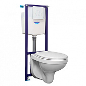 Инсталляция для подвесного унитаза 4в1 Альфа комфорт (монтажная рама, унитаз, сиденье микр. кнопка хром) Santeri Инсталляция для подвесного унитаза 4в1 Альфа комфорт (монтажная рама, унитаз, сиденье микр. кнопка хром) Santeri