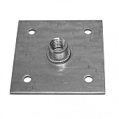 Пластина опорная облегченная 60х60х2,0 мм, с 4 отв. O 5,1 мм, с гайкой М10, оцинков. Пластина опорная облегченная 60х60х2,0 мм, с 4 отв. O 5,1 мм, с гайкой М10, оцинков.