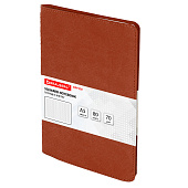 Бизнес-тетрадь на гребне А5 BRAUBERG Office PRO, 80л, под кожу, клетка, коричневая, 111044