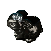 Кашпо "Зайчиха с зайчонком" черный с серебром, 10см 10792046 Кашпо "Зайчиха с зайчонком" черный с серебром, 10см 10792046