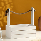 Кашпо деревянное 25.5х15х30 см "Аром" ручка канат белое 5309166 Кашпо деревянное 25.5х15х30 см "Аром" ручка канат белое 5309166