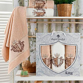  Комплект полотенец в коробке MERZUKA махровые 3 шт. KING (бежевый) 