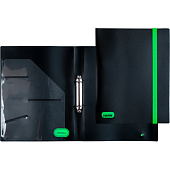 Папка пластиковая на 2-х кольцах А4 30 мм, 600 мкм, deVENTE MonoChrome, черная с неновым зеленым, 3081006 Папка пластиковая на 2-х кольцах А4 30 мм, 600 мкм, deVENTE MonoChrome, черная с неновым зеленым, 3081006