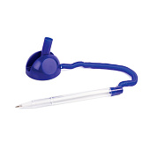  Ручка шариковая настольная Brauberg Стенд-Пен, синяя, пружинка, корпус синий, 0,5 мм, 140195 