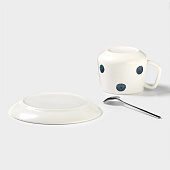  Чайная пара «Горошек», 220 мл, с ложкой, керамика, белая 10651287 