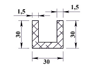  Алюминиевый П-образный профиль 30х30х30х1,5мм 1м 