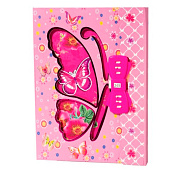 Блокнот с замком 16,5х23 см, 40л, Alingar, Бабочка и бант, гребень, ламинация, линия, AL9152 Блокнот с замком 16,5х23 см, 40л, Alingar, Бабочка и бант, гребень, ламинация, линия, AL9152