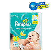  Pampers подгузники New Baby-Dry Newborn (2-5) 27шт 