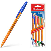  Набор ручек  4цв. шарик. ErichKrause R-301 Orange Stick 0,7мм (син,чер,крас,зелен) 44594 3511815 