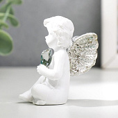  Сувенир полистоун "Белоснежный ангел с хрустальным сердцем" МИКС 5,5х4,7х3,5 см   5431779 