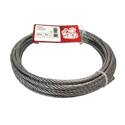 Трос стальной DIN 3055 4мм (5 м) Трос стальной DIN 3055 4мм (5 м)