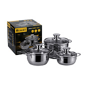 Набор кастрюль 6 пр. со стек. крышками 0,6л/1л/2л Linea BIMBO vitro 93-BIMv-136
