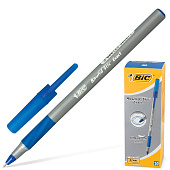 Ручка шариковая с грипом BIC Round Stic Exact, СИНЯЯ, корпус серый, 0,7 мм, линия 0,28 мм, 918543