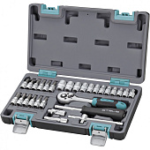 Набор инструментов, 29 предм., 1/4", CrV, пластиковый кейс Stels 14100 Набор инструментов, 29 предм., 1/4", CrV, пластиковый кейс Stels 14100