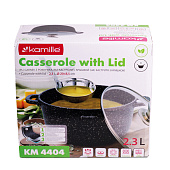 Кастрюля Kamille 2,3 л "чёрный мрамор" 4404 Кастрюля Kamille 2,3 л "чёрный мрамор" 4404