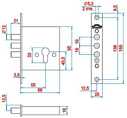 Замок врезной 1.03.03 "Кремень" Эльбор Замок врезной 1.03.03 "Кремень" Эльбор