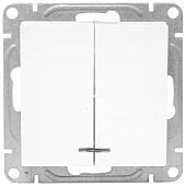  Выключатель встраиваемый 2 клавиши, цвет белый, с подсветкой, EKF Эпика 