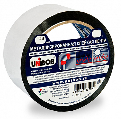 Скотч 48ммх25м металлизированный одностор/UNIBOB Скотч 48ммх25м металлизированный одностор/UNIBOB