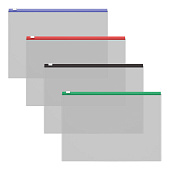  Папка на молнии B5 ErichKrause Fizzy Clear, 120 мкм, с цветной молнией, ассорти, 50327 