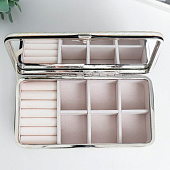  Шкатулка для украшений «Узор из ромбов. Белый перламутр», с зеркалом, искусственная кожа, 6х9.8х18.5 см 