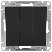 Выключатель встраиваемый 3 клавиши, цвет черный, EKF Эпика