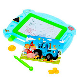 Доска для рисования ИГРАЕМ ВМЕСТЕ Синий трактор, магнитная 20х15см ч/б поле Доска для рисования ИГРАЕМ ВМЕСТЕ Синий трактор, магнитная 20х15см ч/б поле