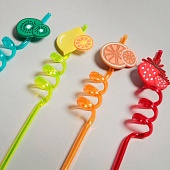 Трубочка из пластика «Фрукты», набор 4 шт., МИКС Трубочка из пластика «Фрукты», набор 4 шт., МИКС