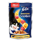 Влажный корм FELIX Sensations СуперВкус Говядина Сыр 75г 