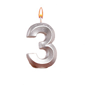 Свеча в торт "Грань", цифра "3", серебряный металлик, 7.8 см 5928497 Свеча в торт "Грань", цифра "3", серебряный металлик, 7.8 см 5928497