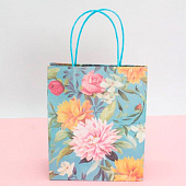  Пакет подарочный «Flower hugs», blue-yellow (21х25.5х10) 