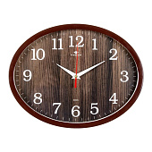  2720-105 (10) Часы настенные овал 22,5х29см, корпус коричневый "Структура дерева""Рубин" 