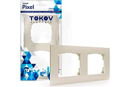 Рамка для розеток и выключателей, 2 поста, цвет бежевый, TOKOV Pixel