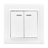 Выключатель встраиваемый 2 клавиши, цвет белый, с подсветкой, EKF Минск Выключатель встраиваемый 2 клавиши, цвет белый, с подсветкой, EKF Минск