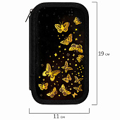 Пенал ЮНЛАНДИЯ, 2 отделения, ламинированный картон, конгрев, 19х11 см, Golden, 273495