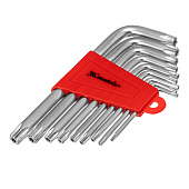 Набор ключей имбусовых TORX, 9 шт: T10-T50, CrV, короткие, сатин., Matrix
