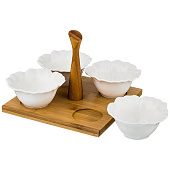 Менажница lefard на деревянной подставке с ручкой 21х21х5 см 474-040 Менажница lefard на деревянной подставке с ручкой 21х21х5 см 474-040