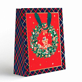 Пакет новогодний 25,5х31,5х11 см, NY 18-223134 K, микс