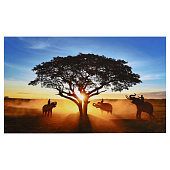  Картина на холсте Африканские слоны на закате, 60х100 см, 6478504 