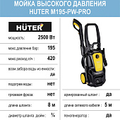 Мойка высокого давления Huter M195-РW-PRO, 2500 Вт, 195 бар, 420 л/ч Мойка высокого давления Huter M195-РW-PRO, 2500 Вт, 195 бар, 420 л/ч