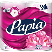 Туалетная бумага Hayat Papia Таинственный сад 3-х сл. белая 4 шт. Арт.5053194 (ф14)